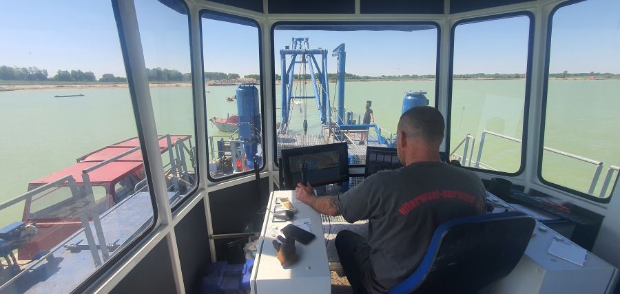 Dredger in operation